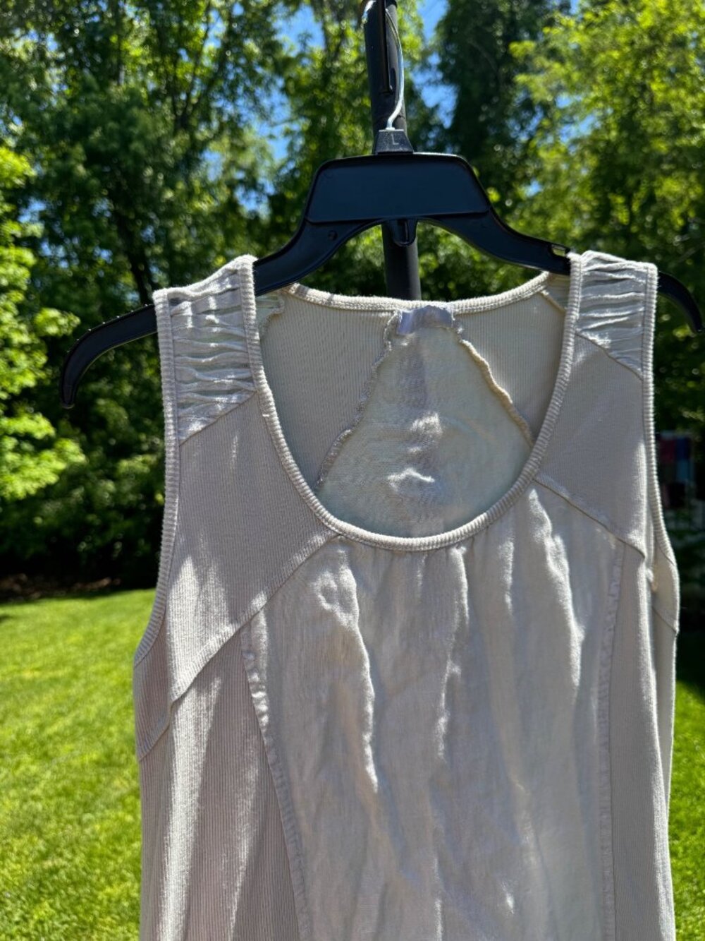 Beige Linen Sleeveless Dress Ruffle Hem Made In Italy Boho Bohemian Lagenlook M - Picture 14 of 16